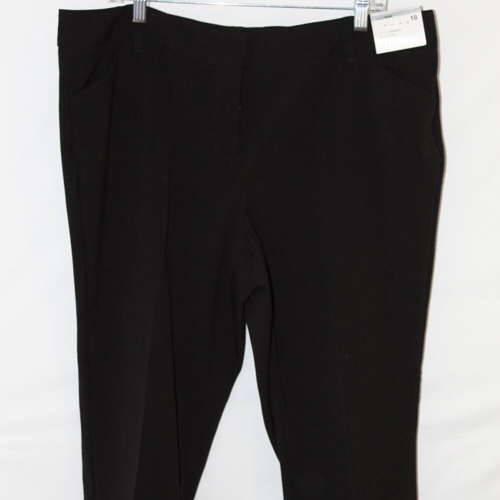 NY&C Vintage Y2K mid-rise 7th Avenue straight‎ leg crop black pants 18 BNWT - Picture 2 of 12